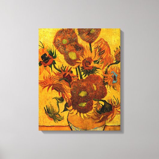 Van Gogh - Vase met 15 zonnebloemen Canvas Afdruk (Voorkant)