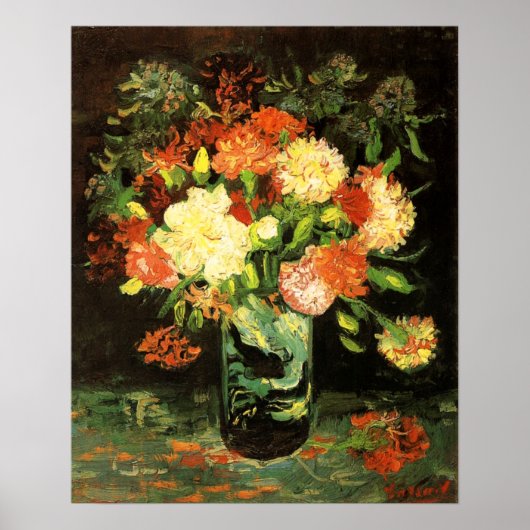 Van Gogh Vase met anjers Poster (Voorkant)