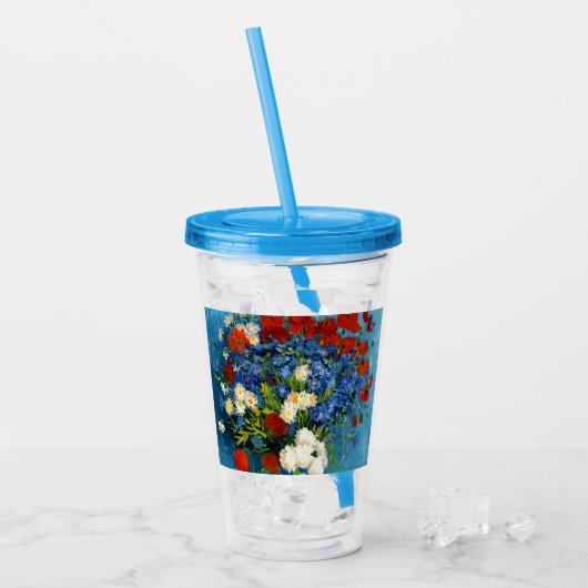 Van Gogh Vase met Cornbloemen en papavers Acryl Drinkbeker (Voorkant ijs)