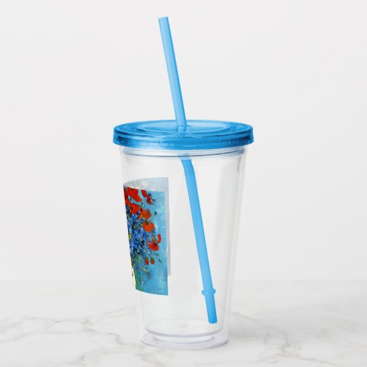 Van Gogh Vase met Cornbloemen en papavers Acryl Drinkbeker (Links)