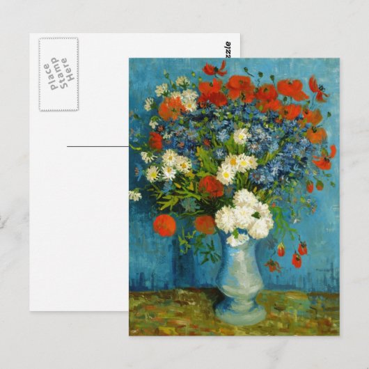 Van Gogh Vase met Cornbloemen en papavers Briefkaart (Voorkant / Achterkant)