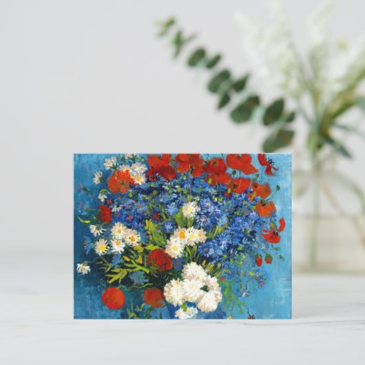 Van Gogh Vase met Cornbloemen en papavers Briefkaart (Staand voorkant)