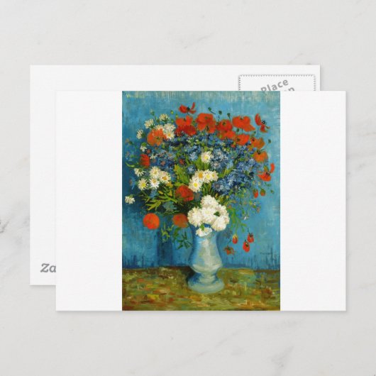 Van Gogh Vase met Cornbloemen en papavers Briefkaart (Voorkant / Achterkant)