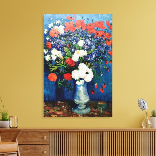 Van Gogh - Vase met Cornbloemen en papavers Canvas Afdruk (Insitu (Woonkamer))