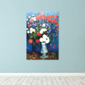 Van Gogh - Vase met Cornbloemen en papavers Canvas Afdruk (Insitu (Houten vloer))