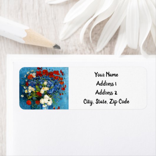 Van Gogh Vase met Cornbloemen en papavers Etiket (Insitu)