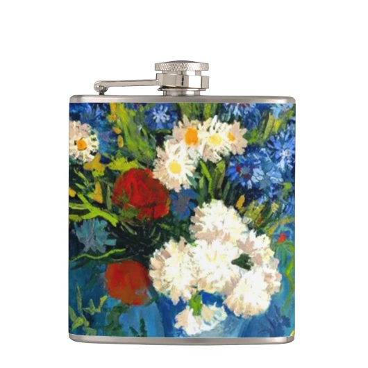 Van Gogh Vase met Cornbloemen en papavers Heupfles (Voorkant)