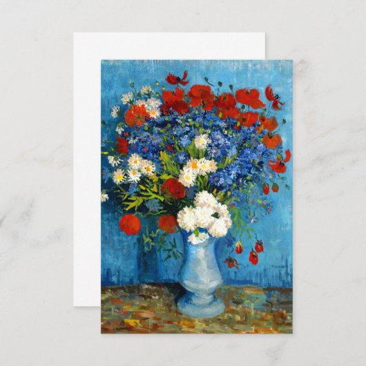 Van Gogh Vase met Cornbloemen en papavers Informatiekaartje (Voorkant / Achterkant)