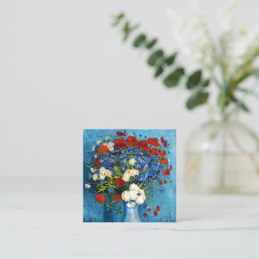 Van Gogh Vase met Cornbloemen en papavers Informatiekaartje (Staand voorkant)