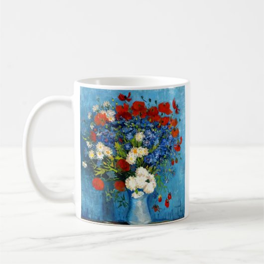 Van Gogh Vase met Cornbloemen en papavers Koffiemok (Links)