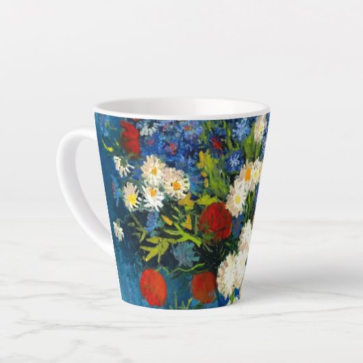 Van Gogh Vase met Cornbloemen en papavers Latte Mok (Linkerhoek)