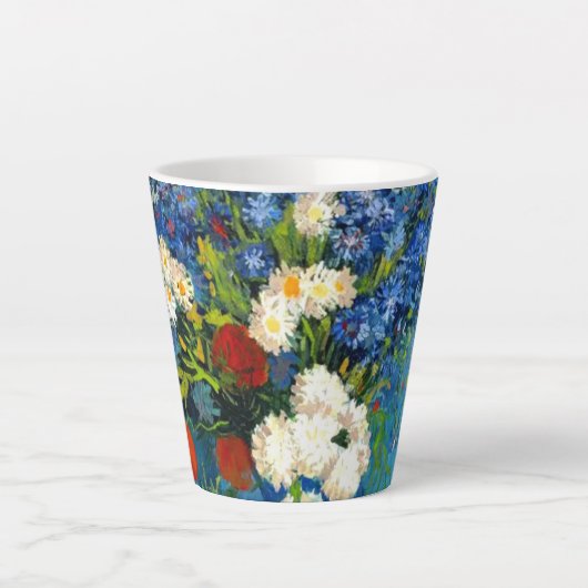 Van Gogh Vase met Cornbloemen en papavers Latte Mok (Voorkant)