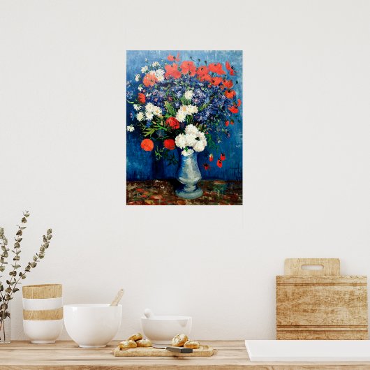 Van Gogh - Vase met Cornbloemen en papavers Poster (Keuken)
