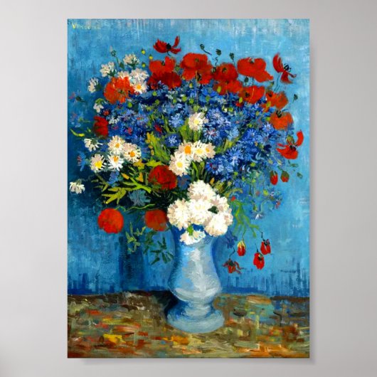 Van Gogh Vase met Cornbloemen en papavers Poster (Voorkant)