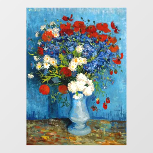 Van Gogh Vase met Cornbloemen en papavers Raamsticker (Vel)