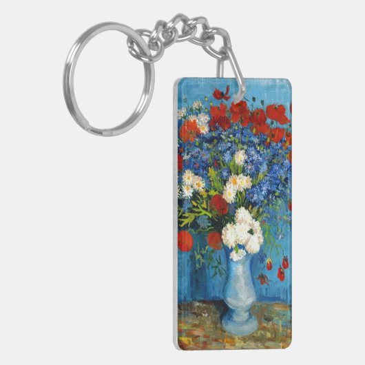 Van Gogh Vase met Cornbloemen en papavers Sleutelhanger (Voorkant Links)