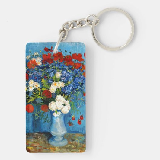Van Gogh Vase met Cornbloemen en papavers Sleutelhanger (achterkant)