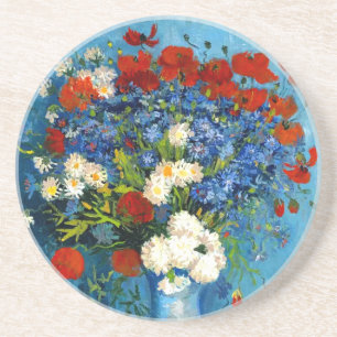 Van Gogh Vase met Cornbloemen en papavers Zandsteen Onderzetter