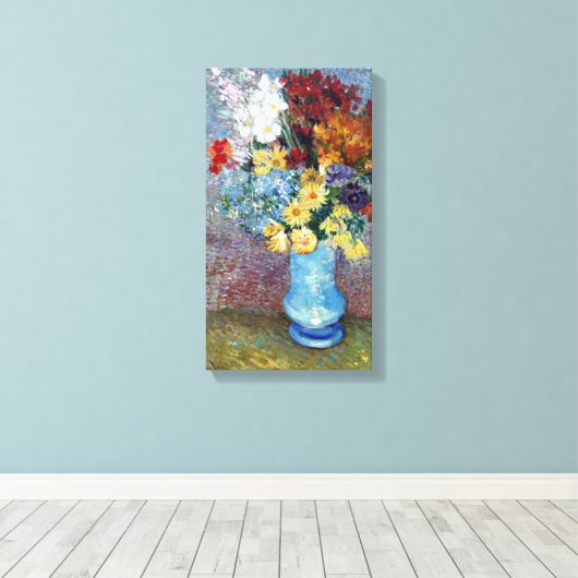 Van Gogh  Vase met Dasies en Anemones Canvas Afdruk (Insitu (Houten vloer))