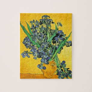 Van Gogh - Vase met de gele achtergrond van Irises Legpuzzel