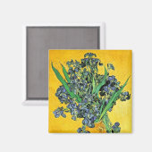 Van Gogh - Vase met de gele achtergrond van Irises Magneet (Voorkant / Achterkant)