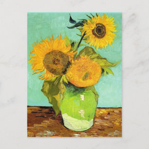 Van Gogh - Vase met drie zonnebloemen Briefkaart