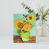 Van Gogh - Vase met drie zonnebloemen Briefkaart (Staand voorkant)