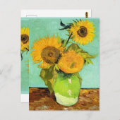 Van Gogh - Vase met drie zonnebloemen Briefkaart (Voorkant / Achterkant)