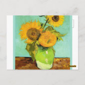 Van Gogh - Vase met drie zonnebloemen Briefkaart (Achterkant)