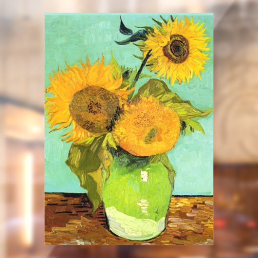 Van Gogh - Vase met drie zonnebloemen Raamsticker (Vel 2)