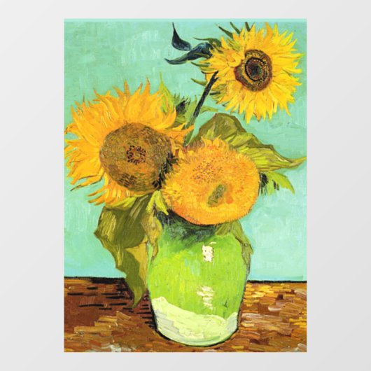 Van Gogh - Vase met drie zonnebloemen Raamsticker (Vel)