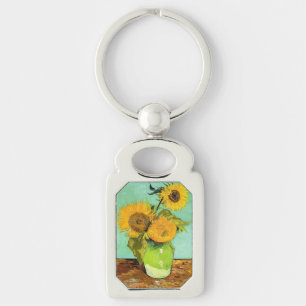 Van Gogh, Vase met drie zonnebloemen Sleutelhanger