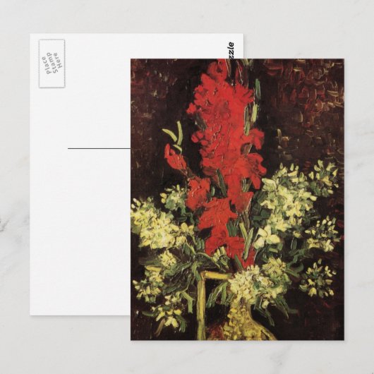 Van Gogh Vase met Gladioli en anjers Briefkaart (Voorkant / Achterkant)