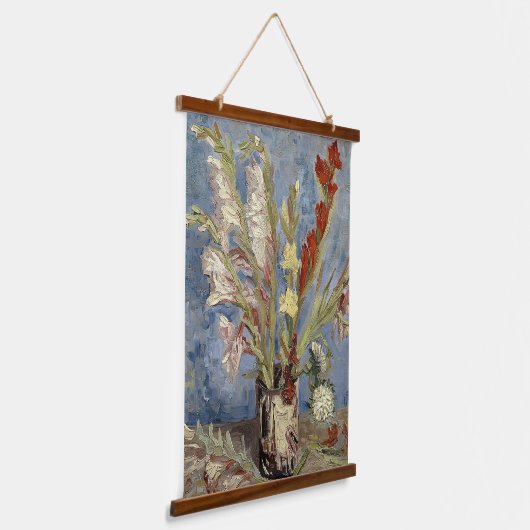 Van Gogh Vase met Gladioli en China Asters Hangend Wandkleed (Gebogen)