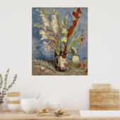 Van Gogh - Vase met gladioli en Chinese asters Poster (Keuken)
