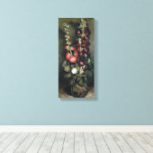 Van Gogh Vase met Hollyhocks Canvas Afdruk (Insitu (Houten vloer))