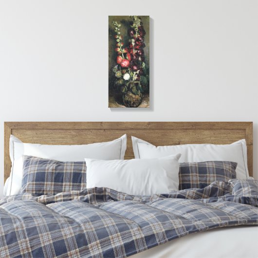 Van Gogh Vase met Hollyhocks Canvas Afdruk (Insitu (Slaapkamer))