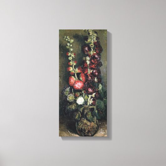 Van Gogh Vase met Hollyhocks Canvas Afdruk (Voorkant)