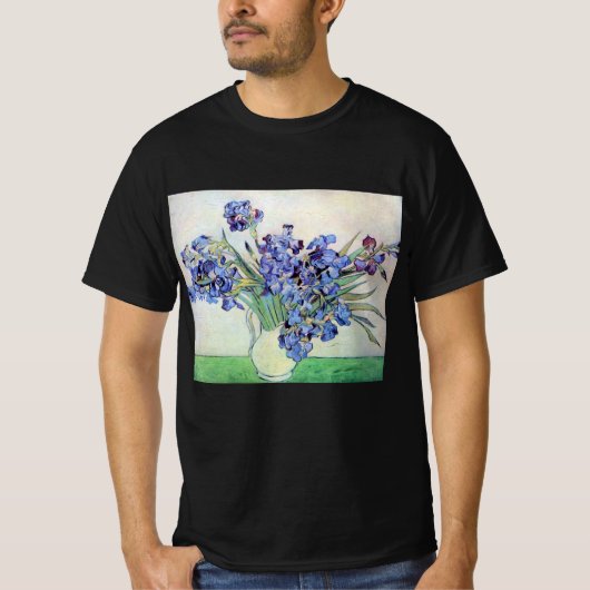 Van Gogh Vase met Irises,  Floral Fine Art T-shirt (Voorkant)