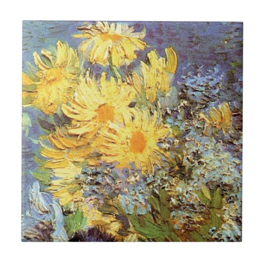 Van Gogh - Vase met Lilacs, Daisies en Anemones Tegeltje (Voorkant)