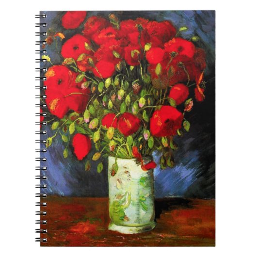 Van Gogh Vase met Notitieboek van rode papavers (Voorkant)