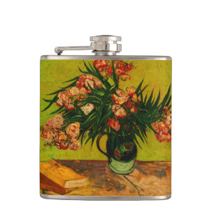 Van Gogh Vase met Oleanders en Boeken-Floral Art Heupfles