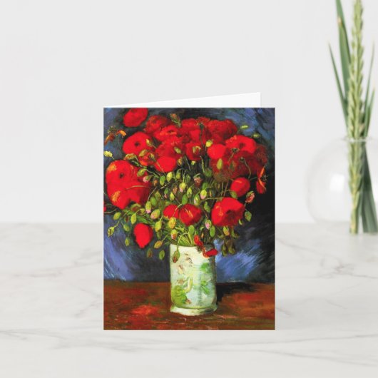 Van Gogh Vase met Red Poppies Note Card Kaart (Voorkant)