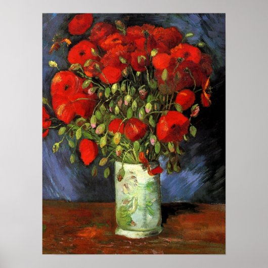 Van Gogh - Vase met rode papavers Poster (Voorkant)