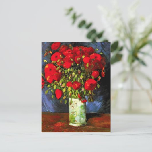 Van Gogh Vase met rood papaver Briefkaart (Staand voorkant)