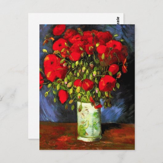 Van Gogh Vase met rood papaver Briefkaart (Voorkant / Achterkant)