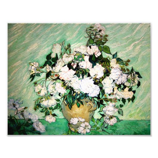 Van Gogh Vase met Roze Roses Print Foto Afdruk (Voorkant)