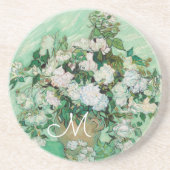 Van Gogh Vase met roze rozen  Art Monogram Zandsteen Onderzetter