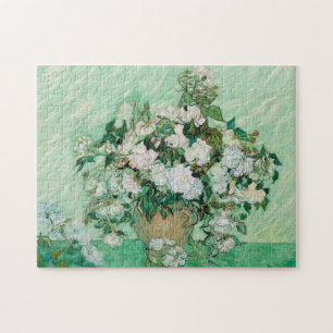 Van Gogh Vase met roze rozen bloemen schilderen Legpuzzel