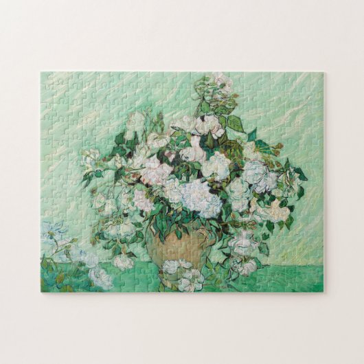 Van Gogh Vase met roze rozen bloemen schilderen Legpuzzel (Horizontaal)
